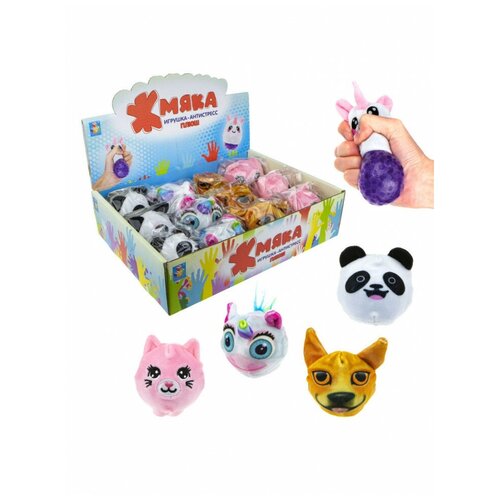 1toy Жмяка-плюш с шариками КОТ, 10 см/игрушки/игрушка антистресс, 1Toy