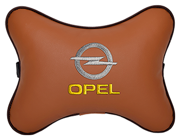 Автомобильная подушка на подголовник экокожа Fox с логотипом автомобиля OPEL