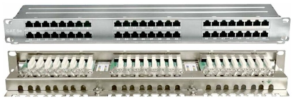 Патч-панель 19дюйм 1U кат.5E полн. экранир. 48 портов RJ45 Dual IDC PPHD-19-48-8P8C-C5E-SH-110D высок. плотности Hyperline 420641