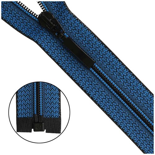 фото Молния витая тип 6 1 замок 50см декоративная тесьма меланж arta (d201m сине-черный)