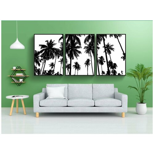 фото Набор модулных постеров для интерьера "пальмы, деревья, силуэт" 60x90 см. в тубусе, без рамки lotsprints