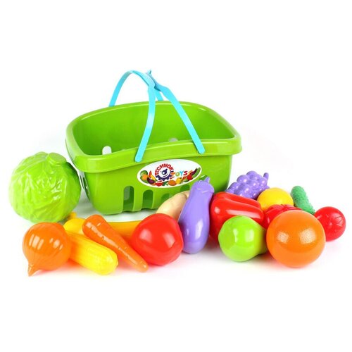 фото Набор игровой technok toys овощи и фрукты в корзинке 17 предметов, зеленый технок