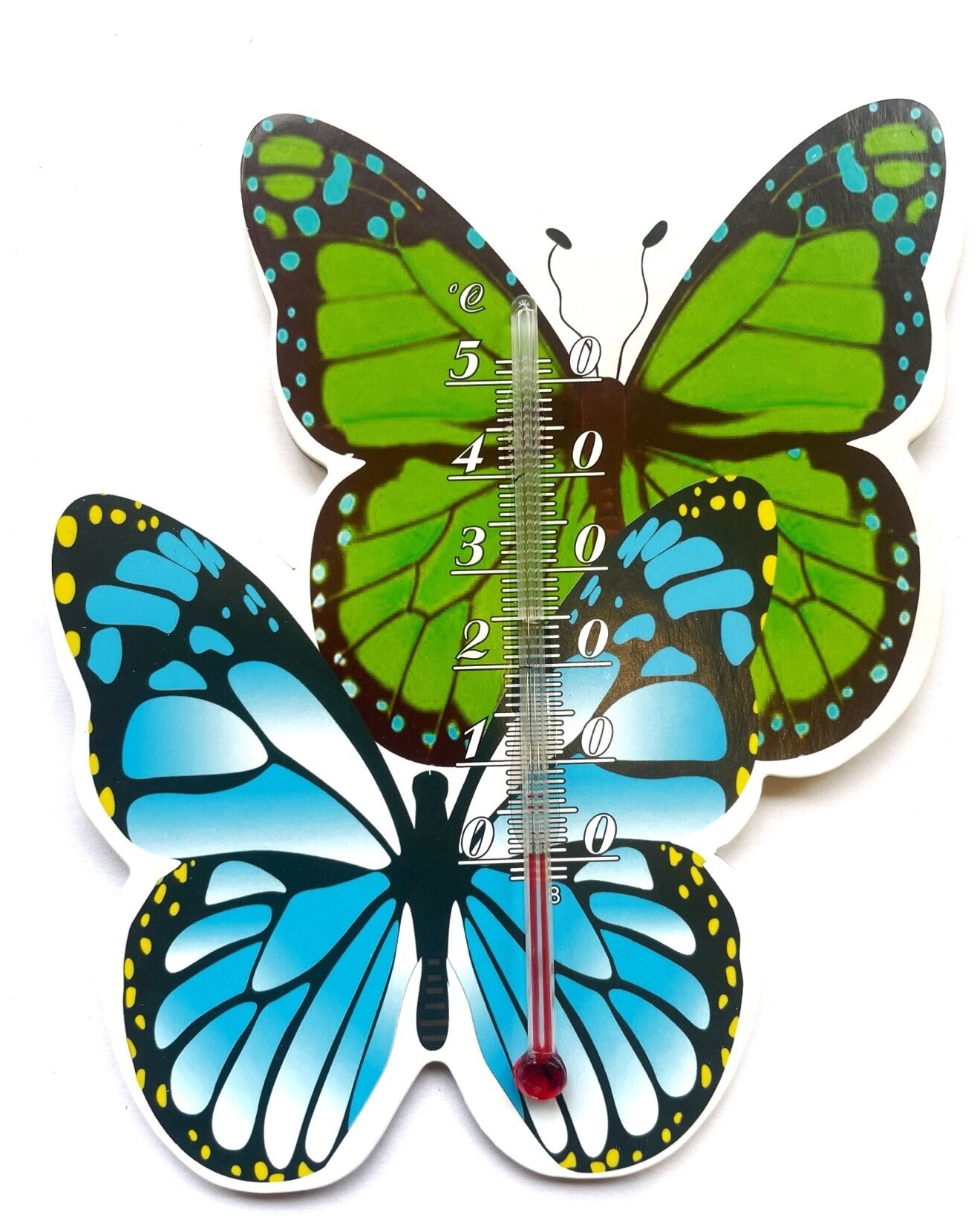Термометр / Термометр комнатный / Термометр на магните "Бабочки", зелено- голубой