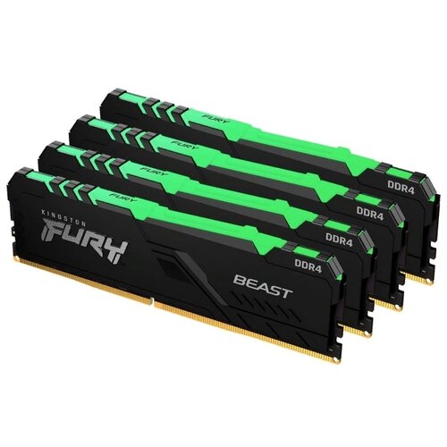 Оперативная память KINGSTON DDR4 64Gb (4x16Gb) 3600 MHz pc-28800 FURY Beast Black RGB (KF436C18BBAK4/64)