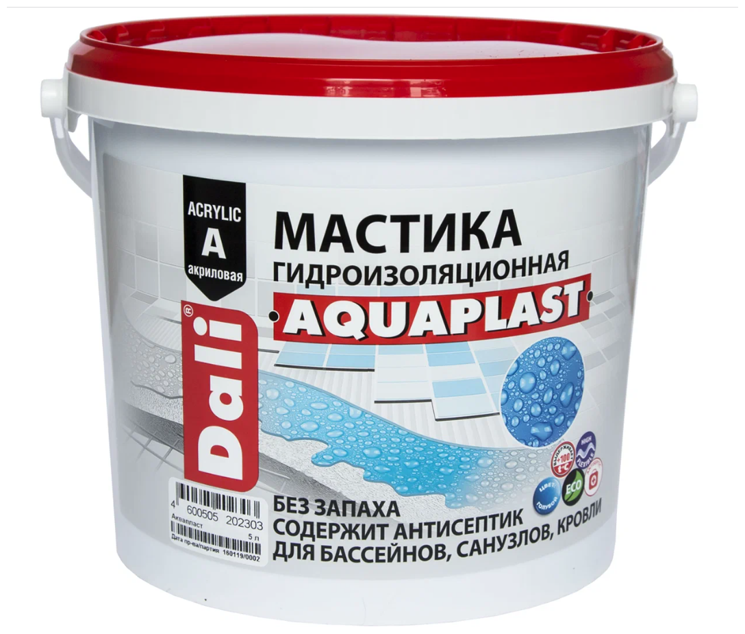 Мастика гидроизоляционная Dali Aquaplast, универсальная, акриловая, 2,5 л