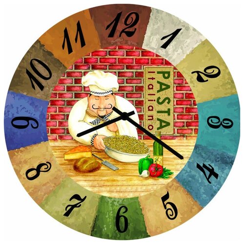 фото Svs настенные часы svs 3002695 повар и спагетти
