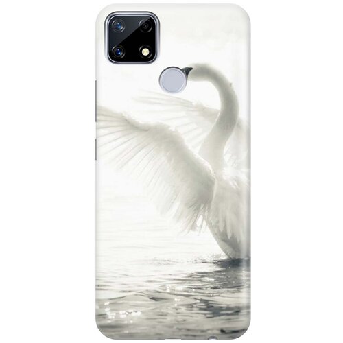 фото Ультратонкий силиконовый чехол-накладка для realme 7i с принтом "лебедь" gosso