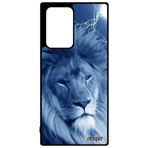 фото Противоударный чехол для мобильного // samsung galaxy note 20 ultra // "лев" хищник король, utaupia, голубой