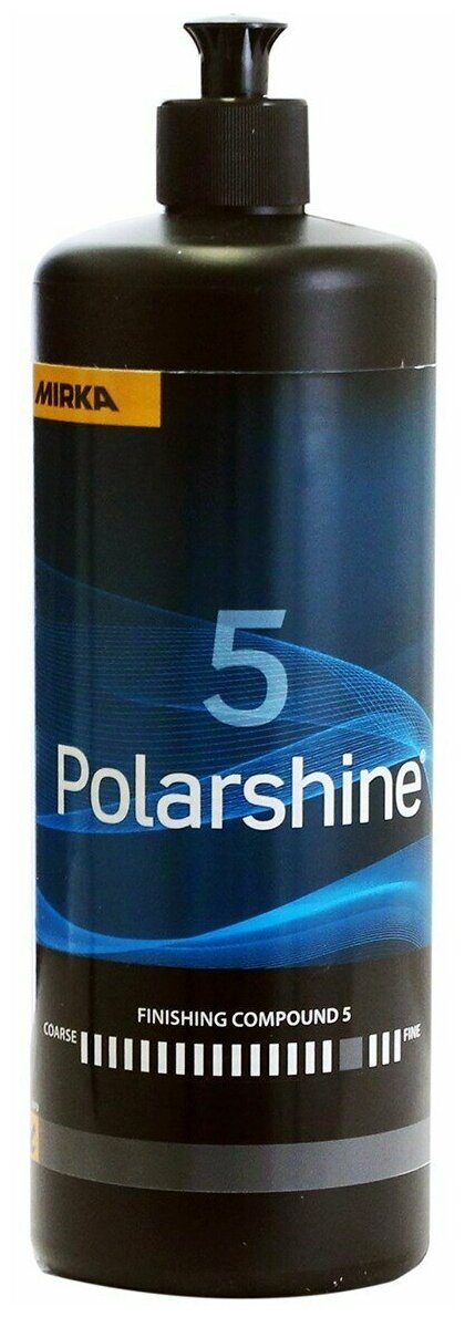 Полировальная паста Mirka Polarshine 5 финишная антиголлограмная полировальная (черный колпачек), 1 л