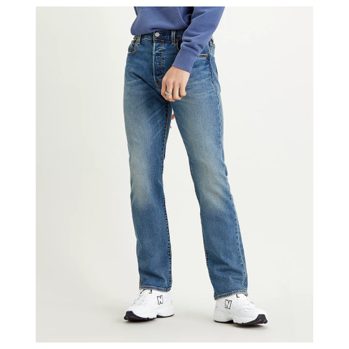 Джинсы Levi's 501 ORIGINAL, прямой силуэт, средняя посадка, размер 34, синий