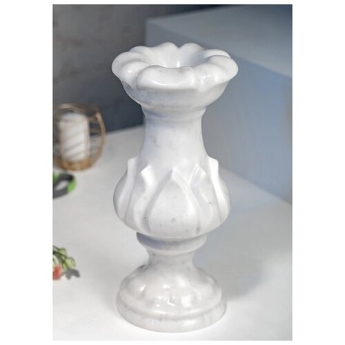 Ваза декоративная для цветов КМ&MARBLЕ Peony мрамор 25х11 см