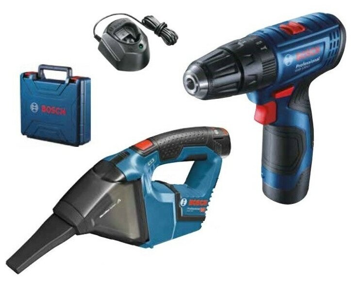 Аккумуляторный набор инструментов Bosch GSB 120 LI (2x2,0 Ач + GAL 1210 CV) + GAS 12V, 0615990M45