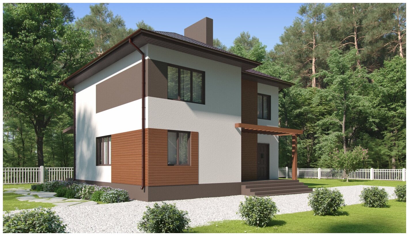 Проект жилого дома STROY-RZN 22-0010 (142,56 м2, 10,0*10,7 м, газобетонный блок 375 мм, декоративная штукатурка)