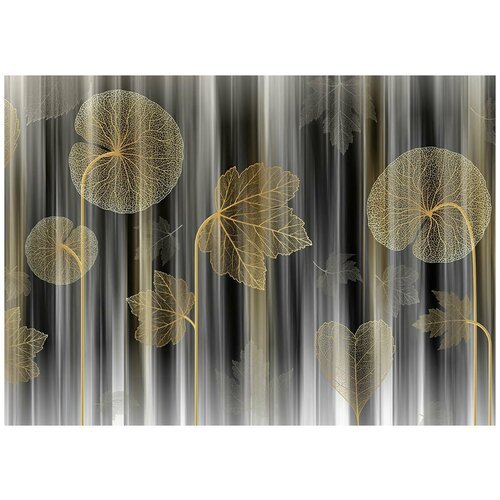 Золотые цветы - Виниловые фотообои, (211х150 см) хрупкие цветы виниловые фотообои 211х150 см