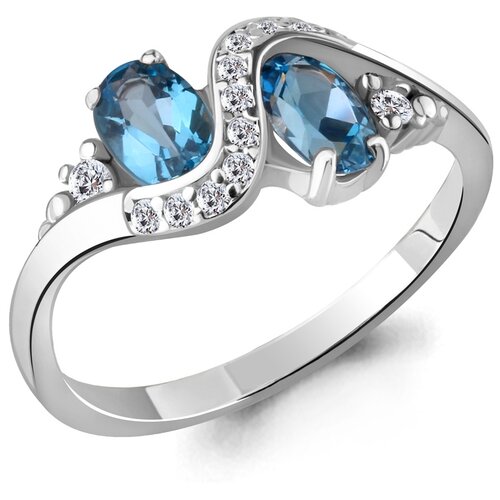 фото Серебряное кольцо aquamarine а6920005а с топазом и фианитом diamant-online