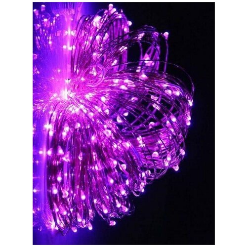 фото Гирлянда нить "роса" 10м, 100 розовых led,с пультом,на батарейках, ip44 china dans international