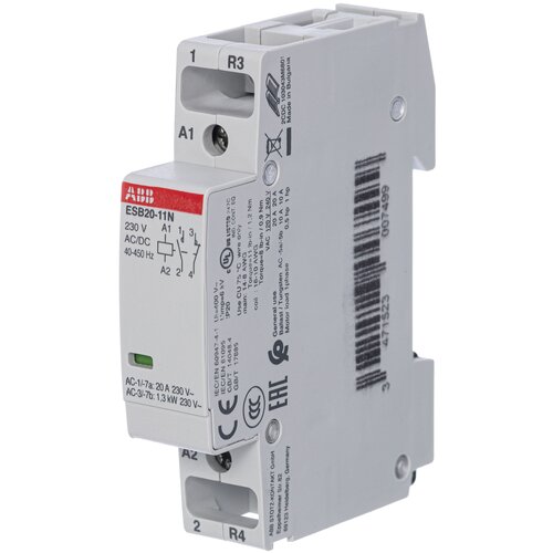 Контактор ESB20-11N-06 модульный (20А АС-1 1НО+1НЗ) катушка 230В AC/DC ABB 1SBE121111R0611