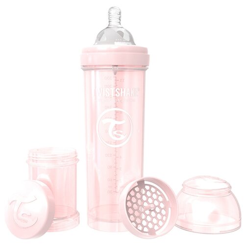 Детская антиколиковая бутылочка для кормления Twistshake, 330 мл, от 4 мес. Жемчужный розовый