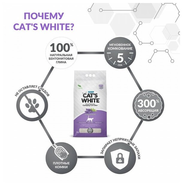 Комкующийся наполнитель Cat's White Lavender с нежным ароматом лаванды для кошачьего туалета (10л) - фотография № 11