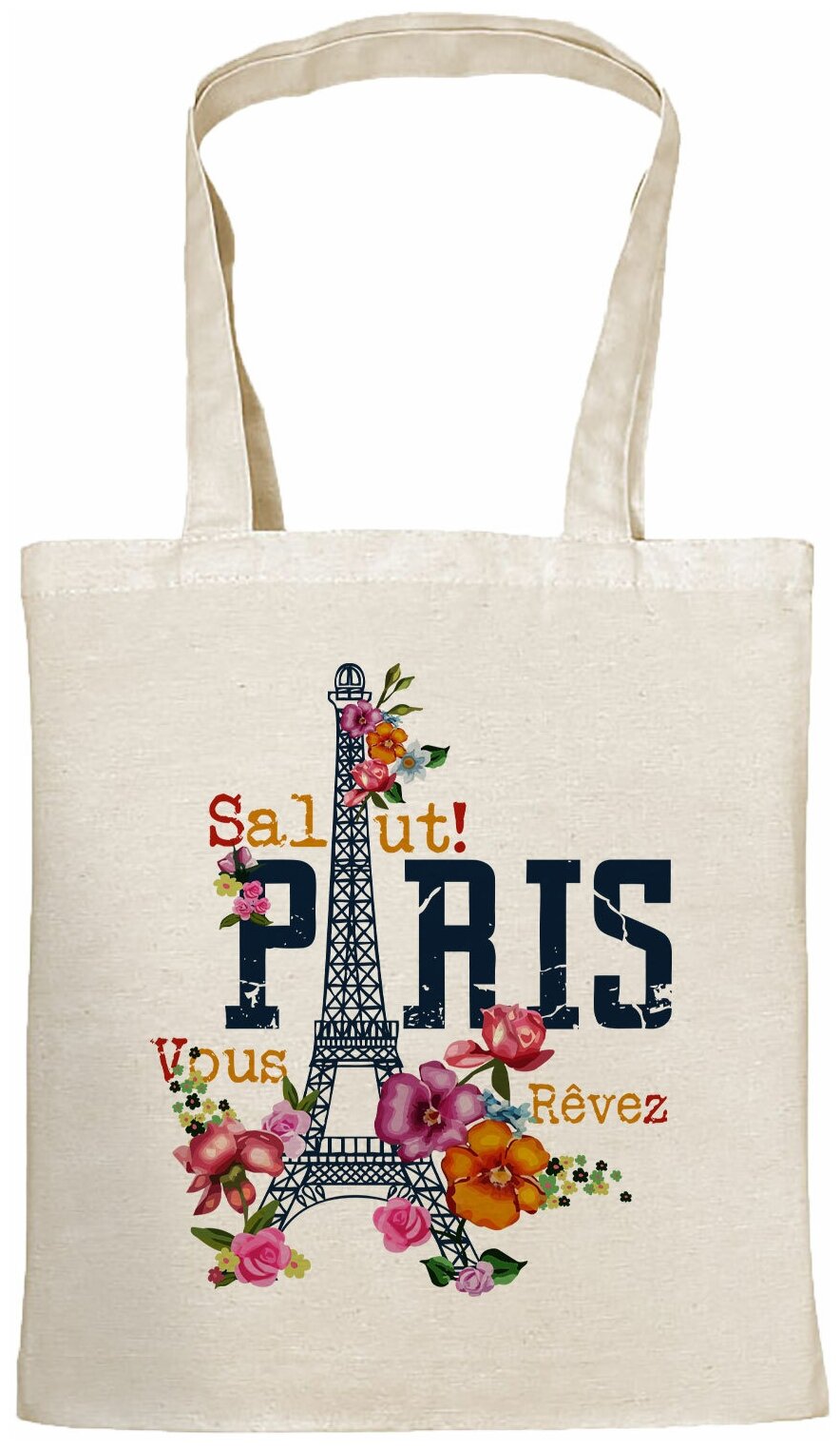 Сумка шоппер Gerasim шоппер с принтом "Salut Paris!" шопер авоська холщовая с рисунком в подарок, красный, бежевый