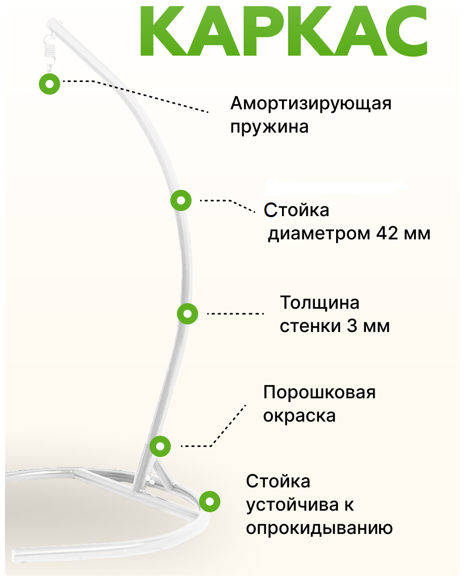 Подвесное двухместное кресло-кокон фиджи белый + каркас (бордовая подушка, полиэстер) - фотография № 4