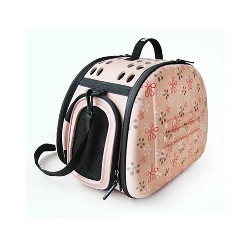 Ibiyaya - Складная сумка-переноска для собак и кошек до 6 кг бледно-розовая в цветочек