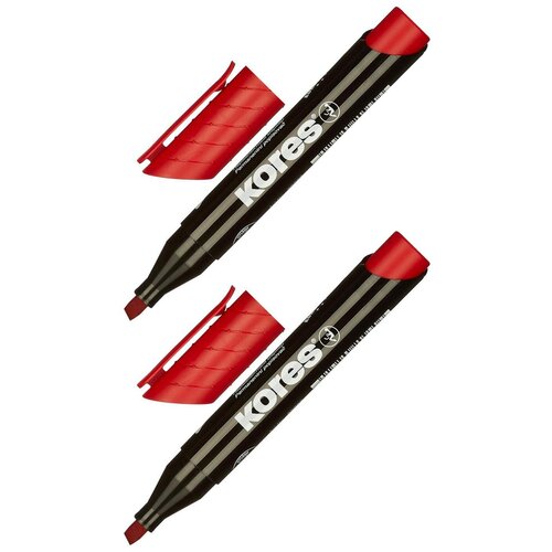 фото Набор перманентных маркеров kores, толщина линии 3-5 мм, красный, 2 шт