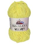 Пряжа плюшевая, велюровая Himalaya Velvet (Хималая вельвет) 100г/120м, 100% микрополиэстер, цвет: 90013 желтый, 1 моток - изображение