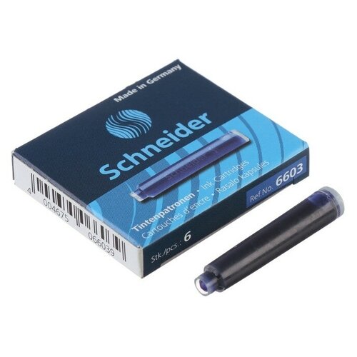 Картридж для перьевой ручки Schneider кобальтовый синий, 6 штук, картонная коробка