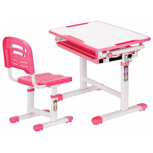 фото Комплект парта и стульчик mealux evo-06 розовый + подушка на стул + настольное покрытие
