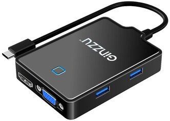 Хаб Ginzzu GR-770UB Type C - 4xUSB3.0/HDMI/VGA/Audio Output