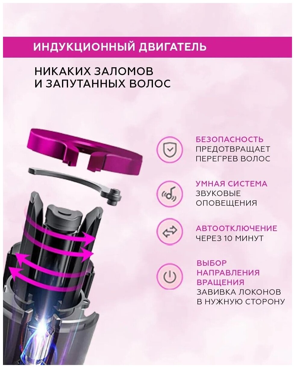 Автоматическая беспроводная плойка для волос Wireless USB Auto Curler розовая - фотография № 4