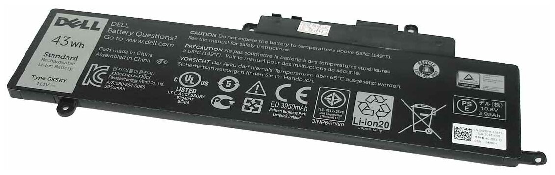 Аккумулятор для ноутбука Dell Original 13-7000 (11.1V 3950mAh). P/N: GK5KY - фото №3