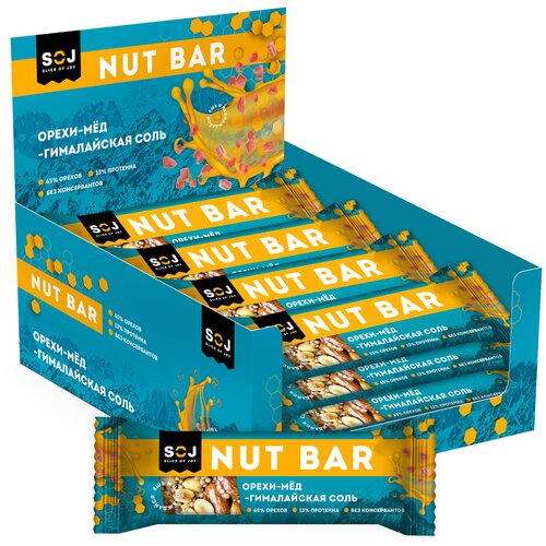 фото Ореховый батончик soj nut bar микс орехов мёд гималайская соль (40гр * 16шт в наборе)