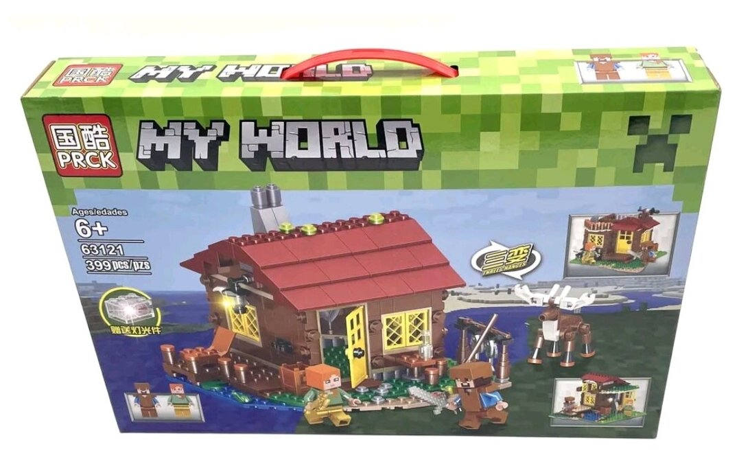 Конструктор/ My World/ Майнкрафт/ Рыбацкая хижина/ 399 деталей/ 63121/ ребенку