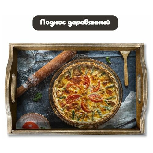 Деревянный поднос с рисунком еда кафе, ресторан, сладости, бар, фастфуд - 291