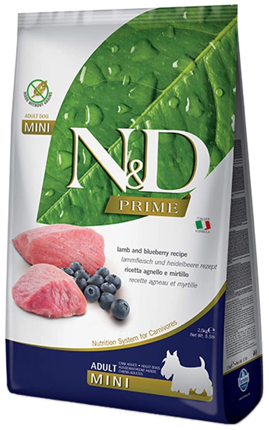 N&D DOG LAMB & BLUBERRY ADULT MINI 2,5 KG / Н&Д ДОГ ягненок С черникой для взрослых собак мини 2,5 кг