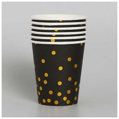 фото Стакан бумажный «конфетти», с тиснением, 250 мл, набор 6 шт., цвет чёрный страна карнавалия