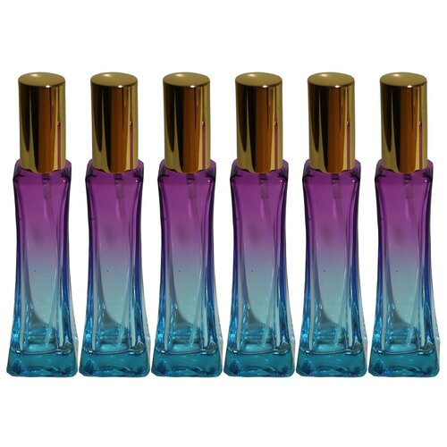 фото Атомайзер для духов aromaprovokator сине-фиолетовое стекло спрей золото 50 мл набор 6 шт