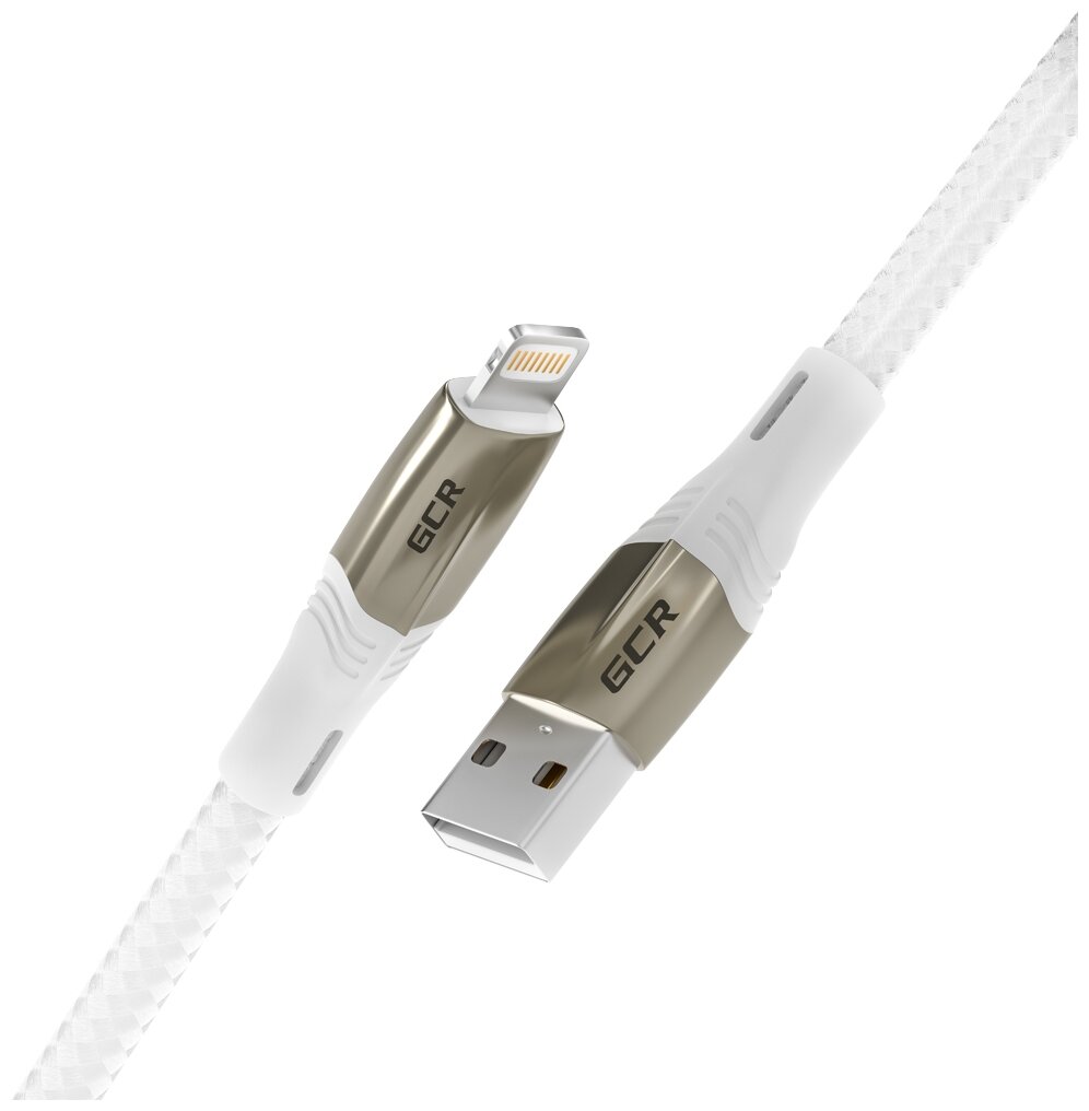 Кабель GCR Mercedes USB - Lightning 1.7m White Nylon GCR-52578 - фото №1