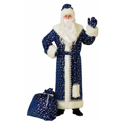 Батик Карнавальный костюм для взрослых Дед Мороз Плюшевый синий, 54-56 размер 184-1-54-56 184 1 карнавальный костюм дед мороз плюш синий взр р 54 56 дед мороз и снегурочка батик