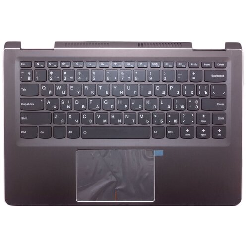 Клавиатура (топ-панель) для ноутбука Lenovo Yoga 710-14ISK чёрная с темно-серым топкейсом и подсветкой петли для ноутбука lenovo yoga 710 14ikb золотистые