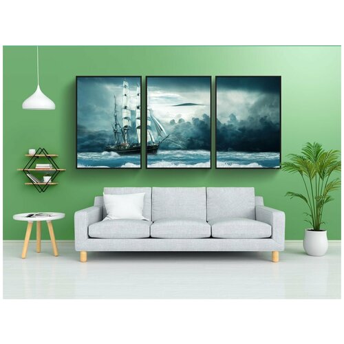 фото Набор модулных постеров для интерьера "судно, лодка, океан" 60x90 см. в тубусе, без рамки lotsprints