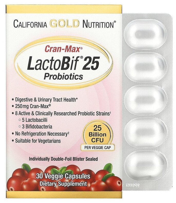Капсулы California Gold Nutrition Cran-Max LactoBif Probiotic