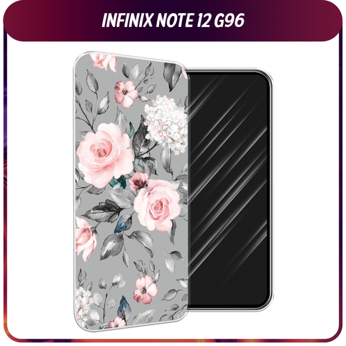 Силиконовый чехол на Infinix Note 12 G96 / Инфиникс Ноут 12 G96 Розы на сером силиконовый чехол на infinix note 12 g96 инфиникс ноут 12 g96 голубой мрамор рисунок