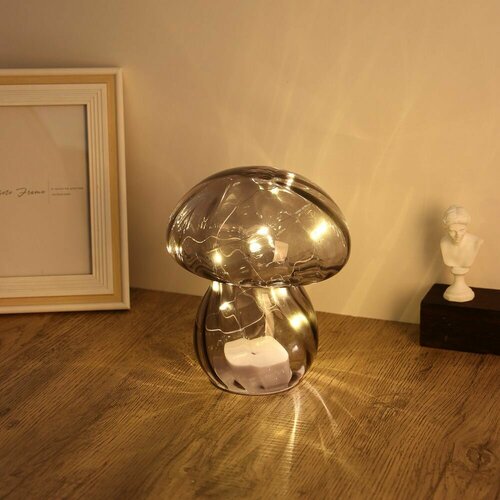 Светильник LED в виде гриба, 13,5x13,5x15,5 см, стекло, 2xААА