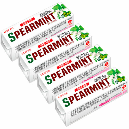 Жевательная резинка Spearmint со вкусом классической мяты в пластинах Lotte, 26 г х 4 шт