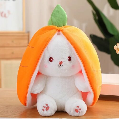 фото Мягкая игрушка вывернушка зайчик в морковке на молнии 20 см