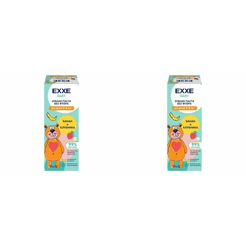 EXXE Baby Зубная паста Банан и клубника, 50 г 2-6 лет, 2 шт