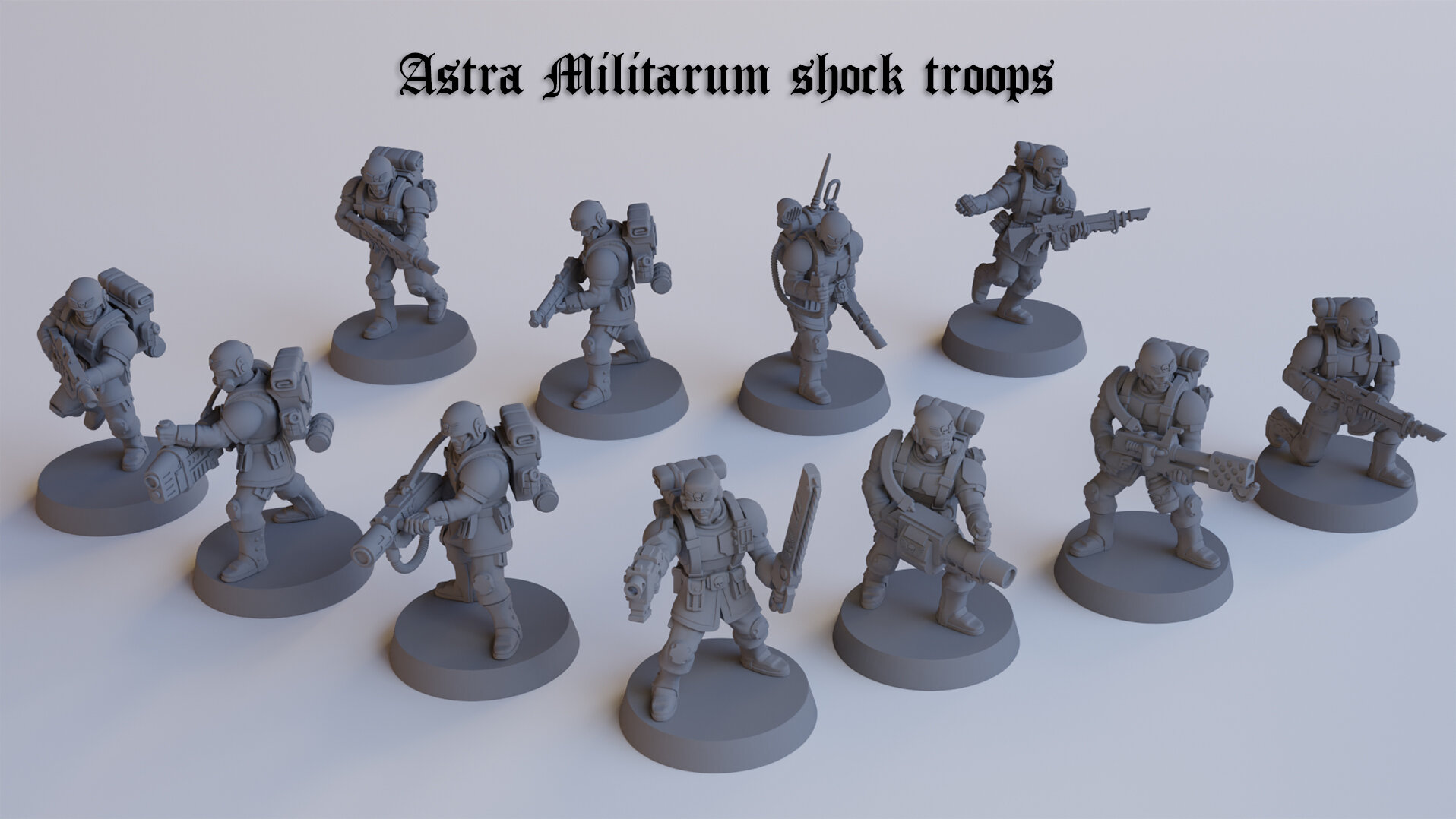 Имперская гвардия легкое отделение. Набор миниатюр Warhammer 40000. Astra Militarum shock troops